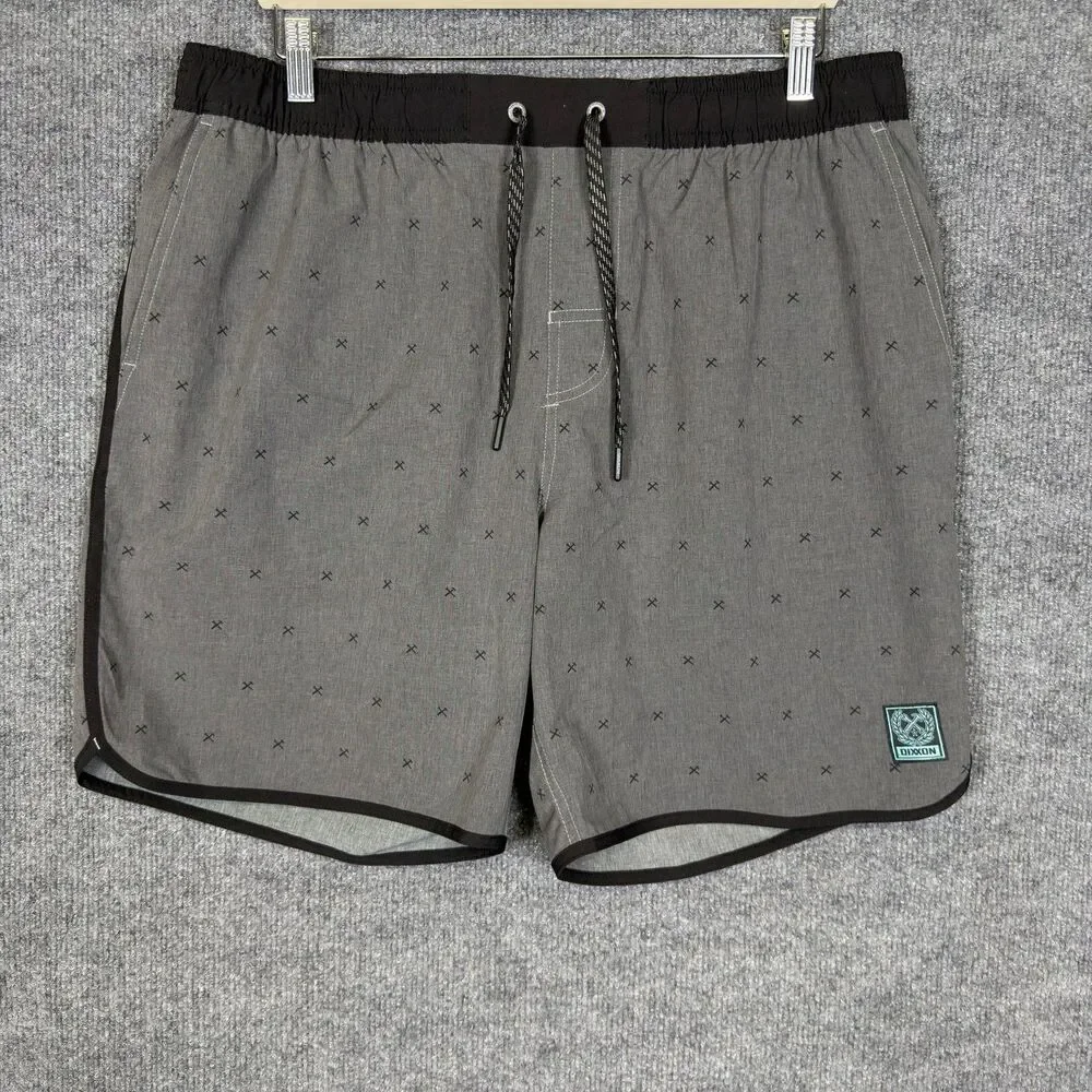 Dixxon Men's Board Shorts XL Gray Crossed Hammers Print Hybrid Unlinded
